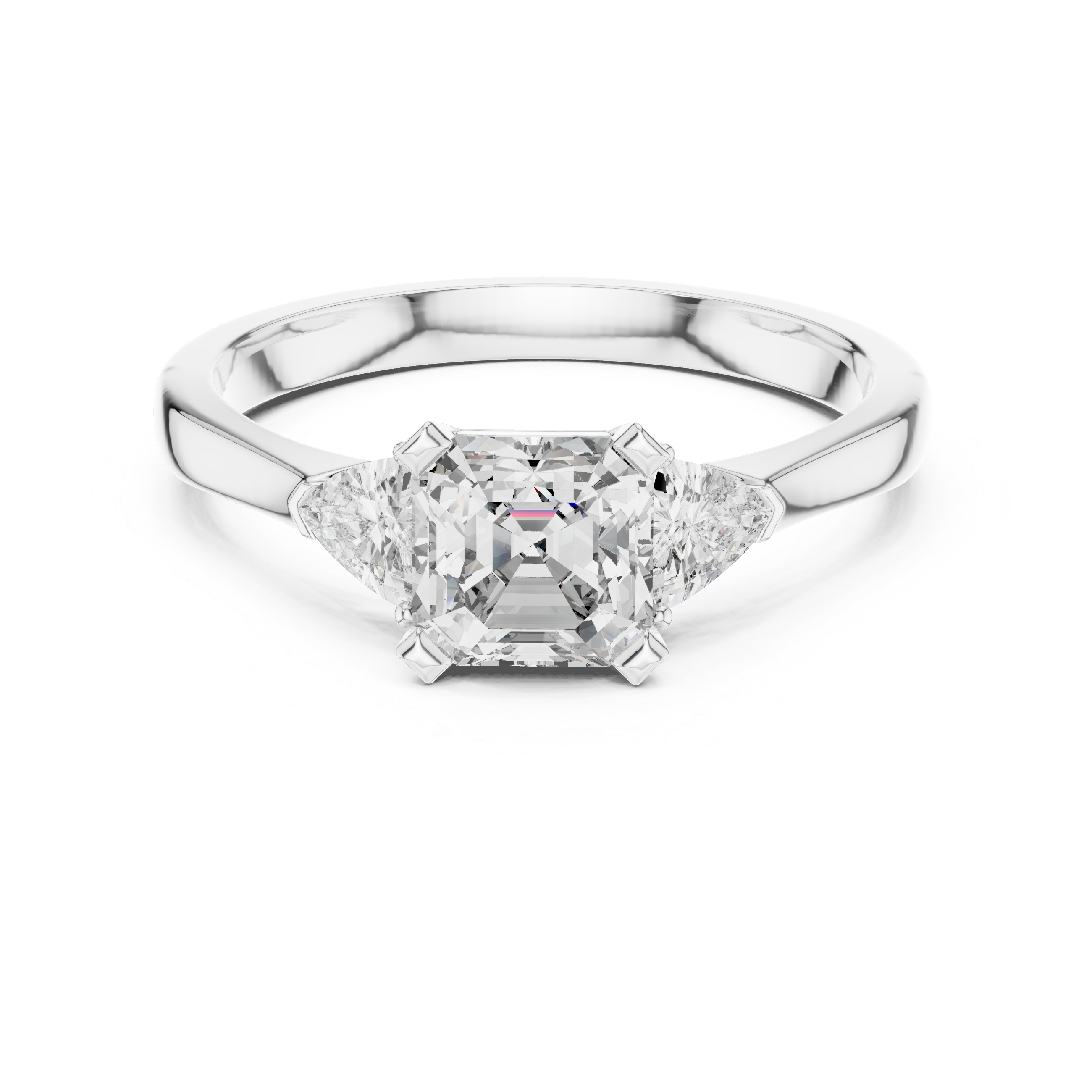 Asscher Cut Diamond Three Stone Ring 14K White Gold 1 Ct Lab Grown Engagement Ring Anniversary Gift