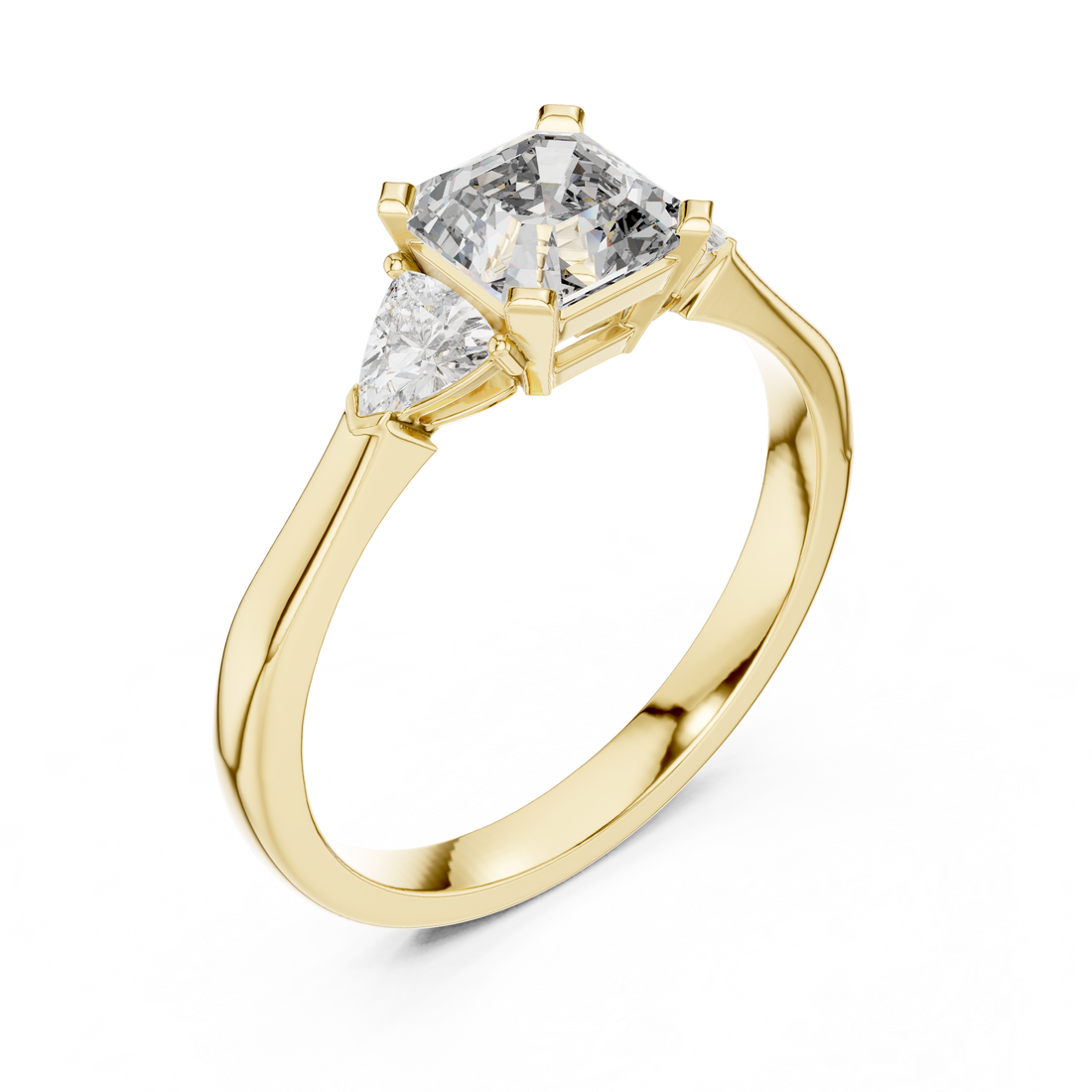 Asscher Cut Diamond Three Stone Ring 14K White Gold 1 Ct Lab Grown Engagement Ring Anniversary Gift