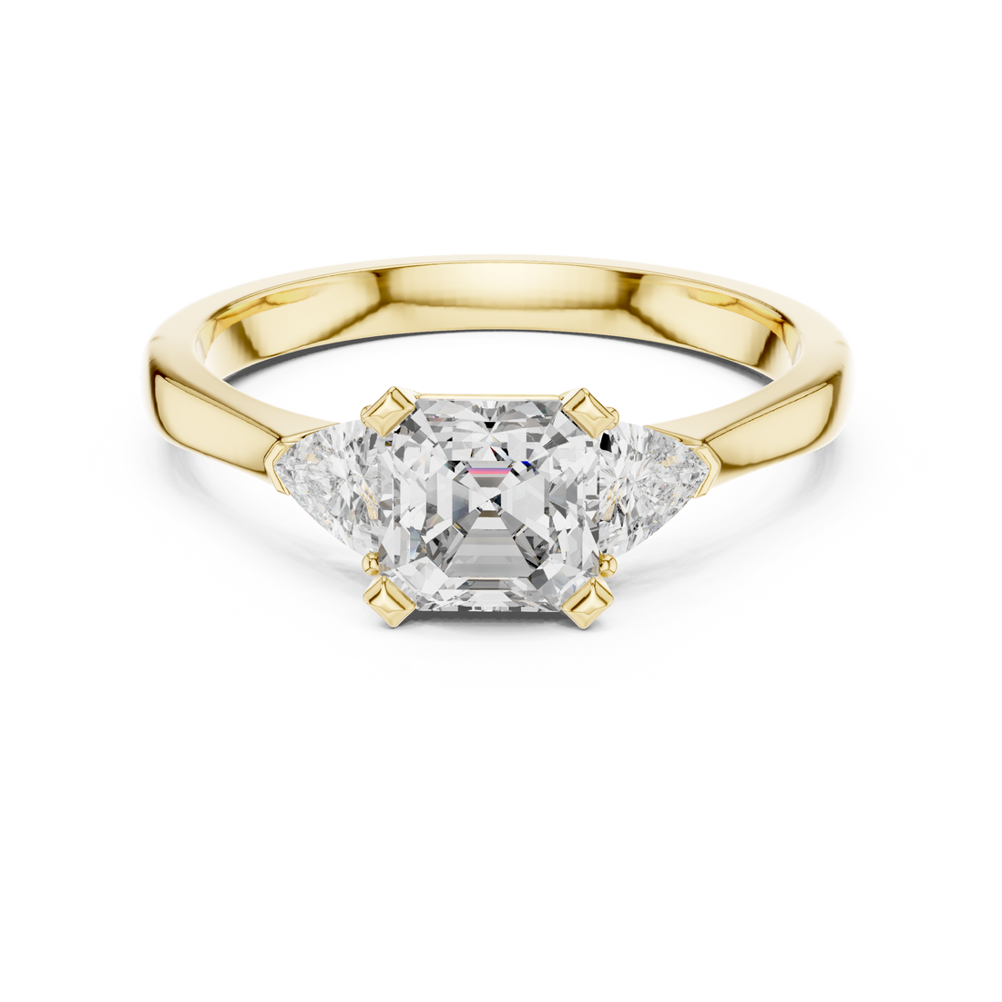 Asscher Cut Diamond Three Stone Ring 14K White Gold 1 Ct Lab Grown Engagement Ring Anniversary Gift