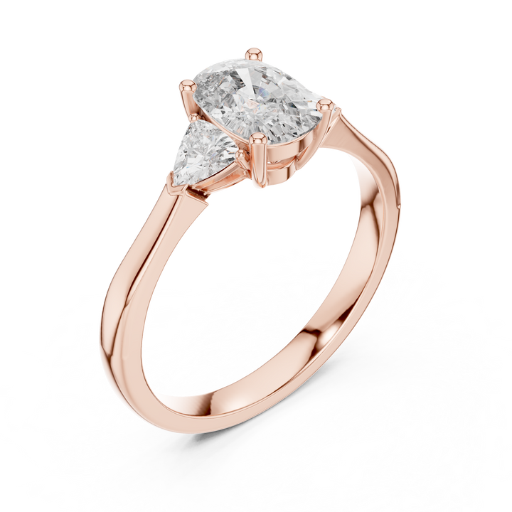 Simple Cushion Cut Diamond Ring with Trapezoid Side Stones