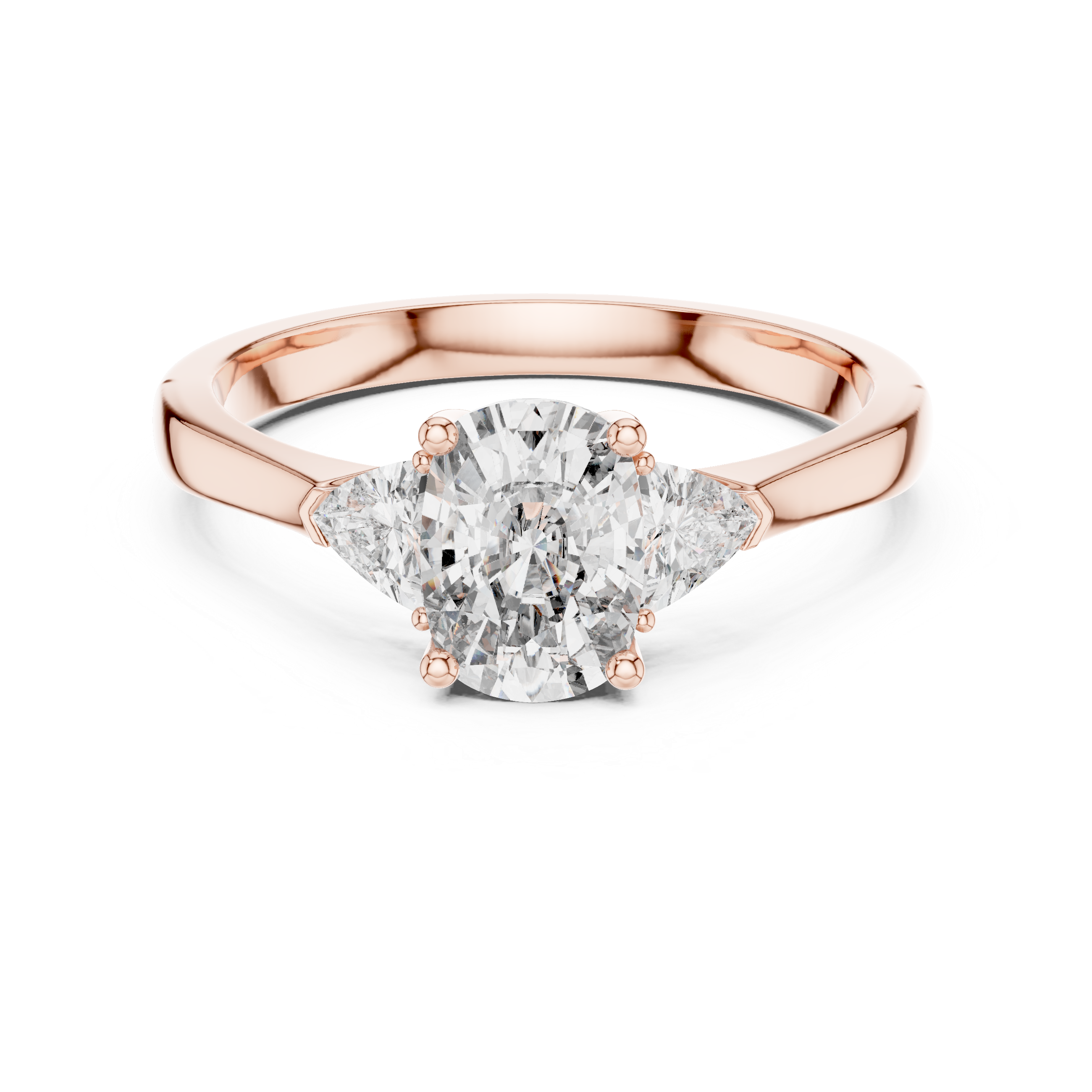 Simple Cushion Cut Diamond Ring with Trapezoid Side Stones