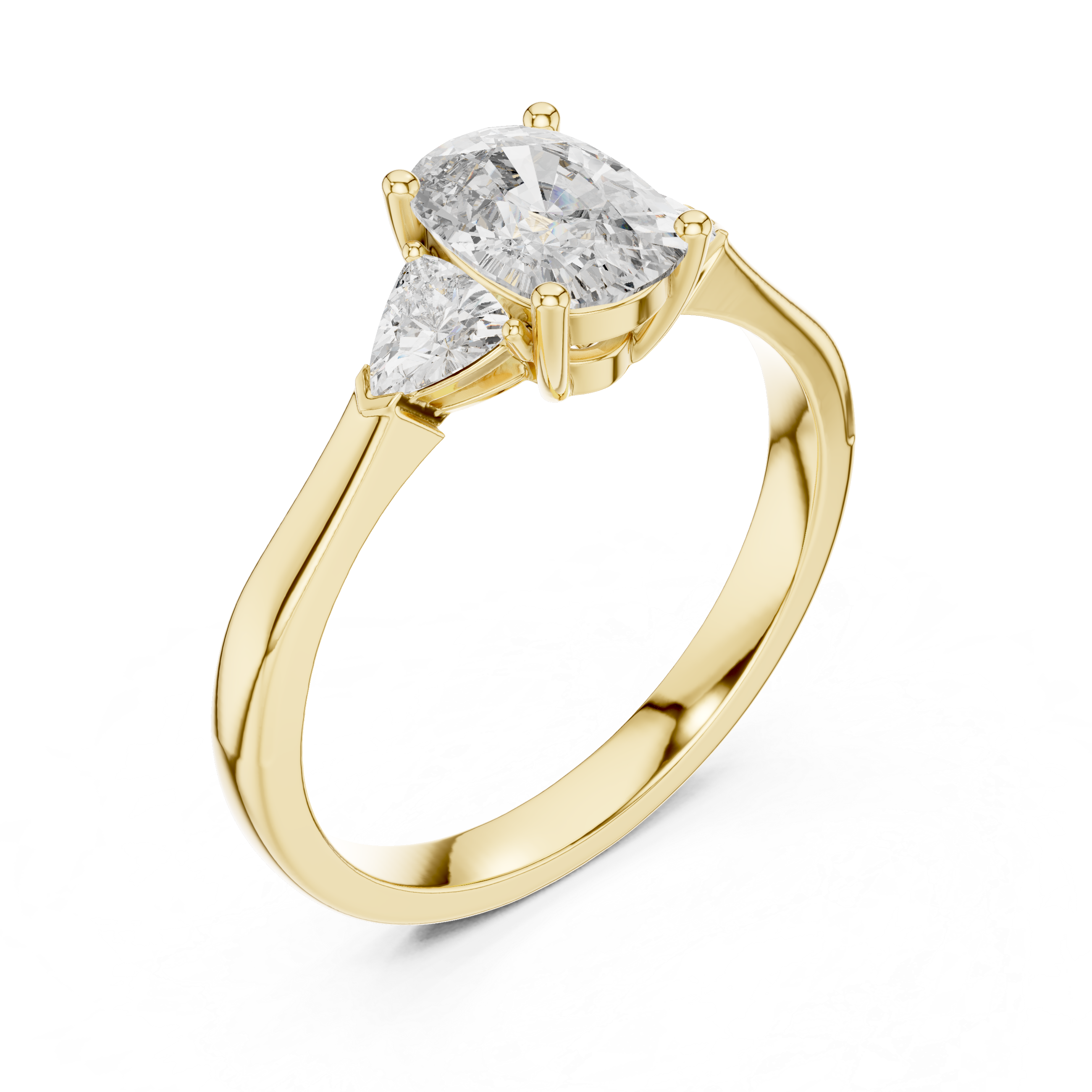 Simple Cushion Cut Diamond Ring with Trapezoid Side Stones