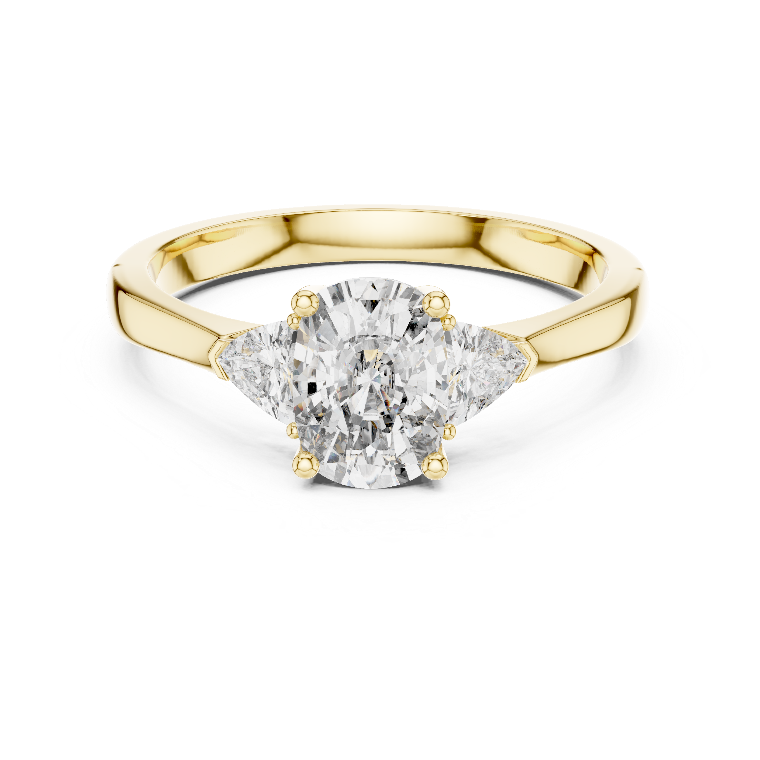 Simple Cushion Cut Diamond Ring with Trapezoid Side Stones