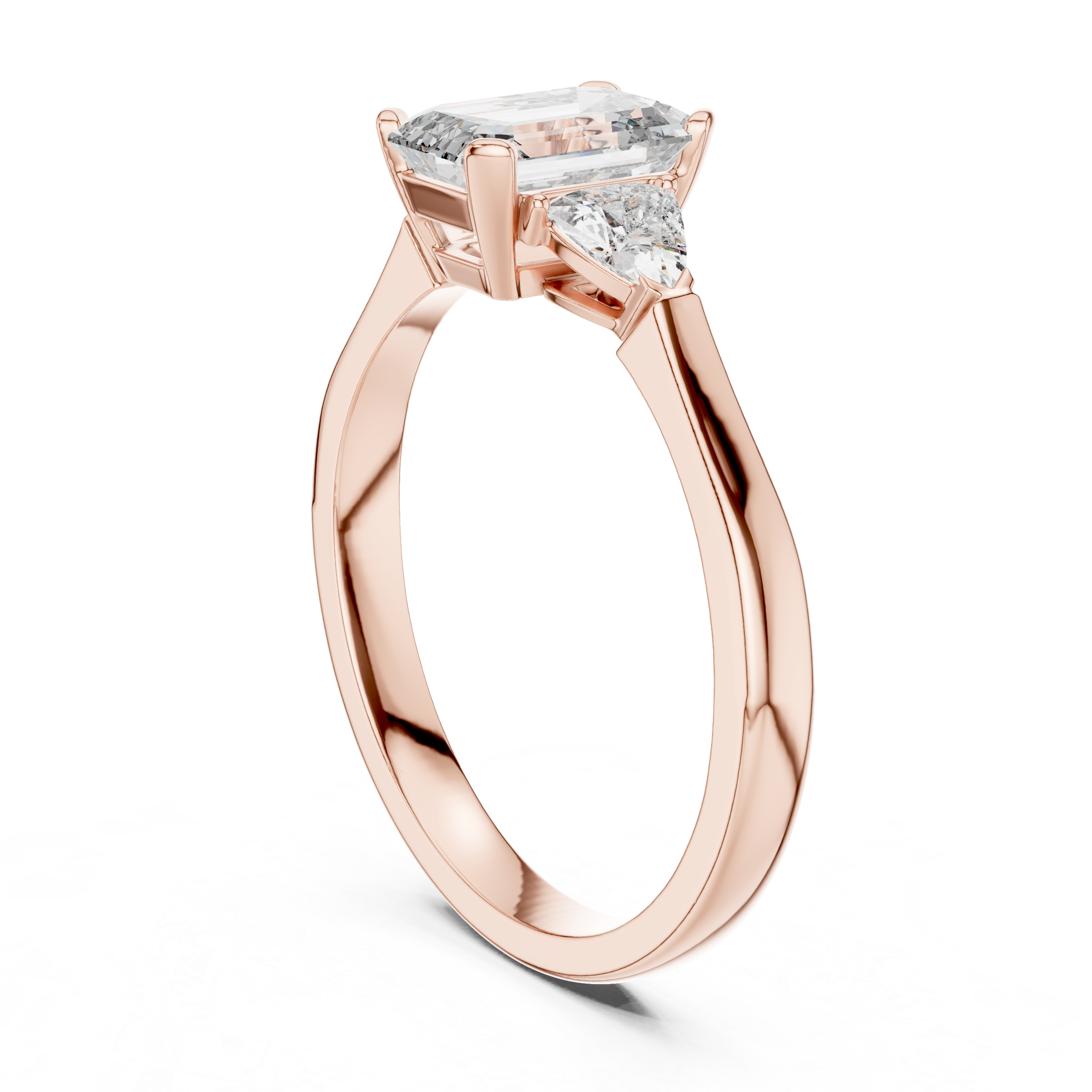 Luxury Emerald Cut Diamond Engagement Ring with Tapered Side Diamonds