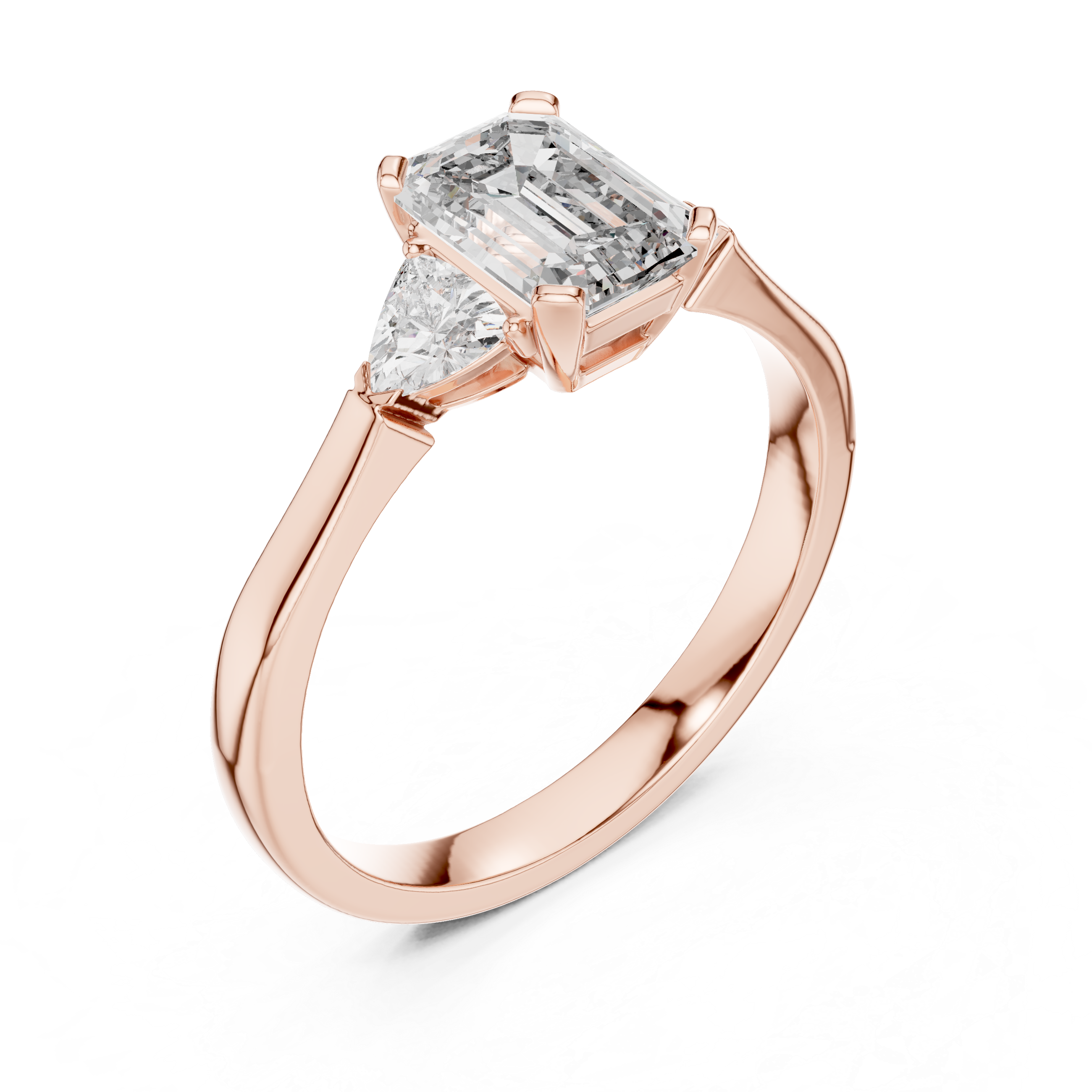 Luxury Emerald Cut Diamond Engagement Ring with Tapered Side Diamonds