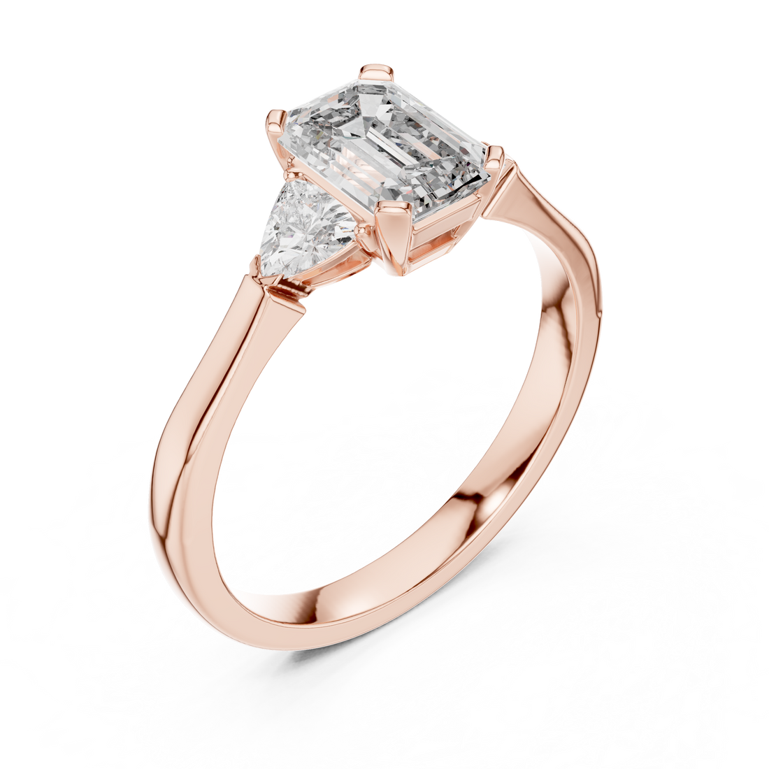 Luxury Emerald Cut Diamond Engagement Ring with Tapered Side Diamonds