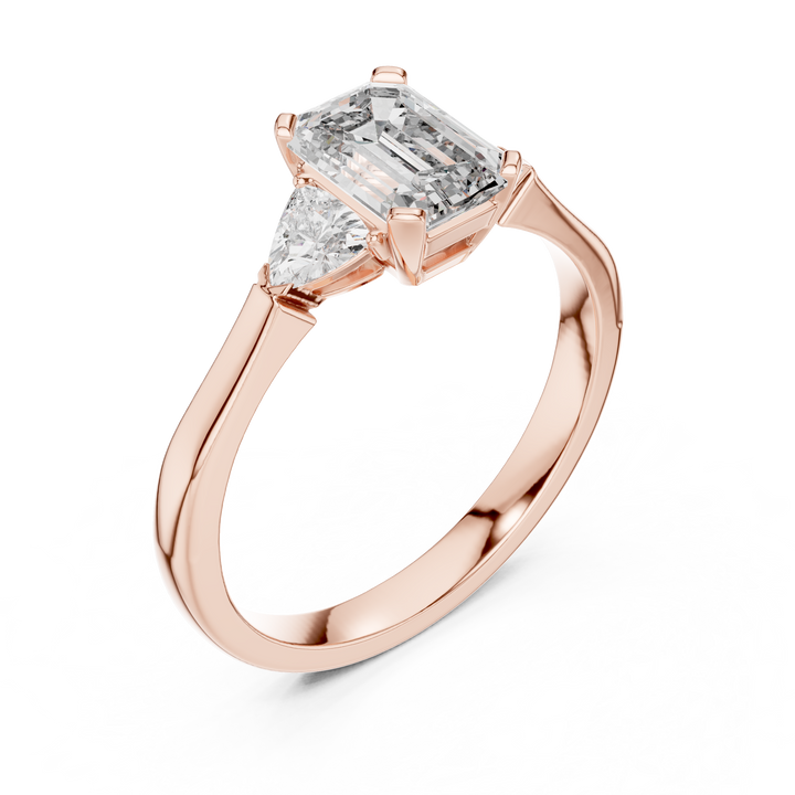 Luxury Emerald Cut Diamond Engagement Ring with Tapered Side Diamonds