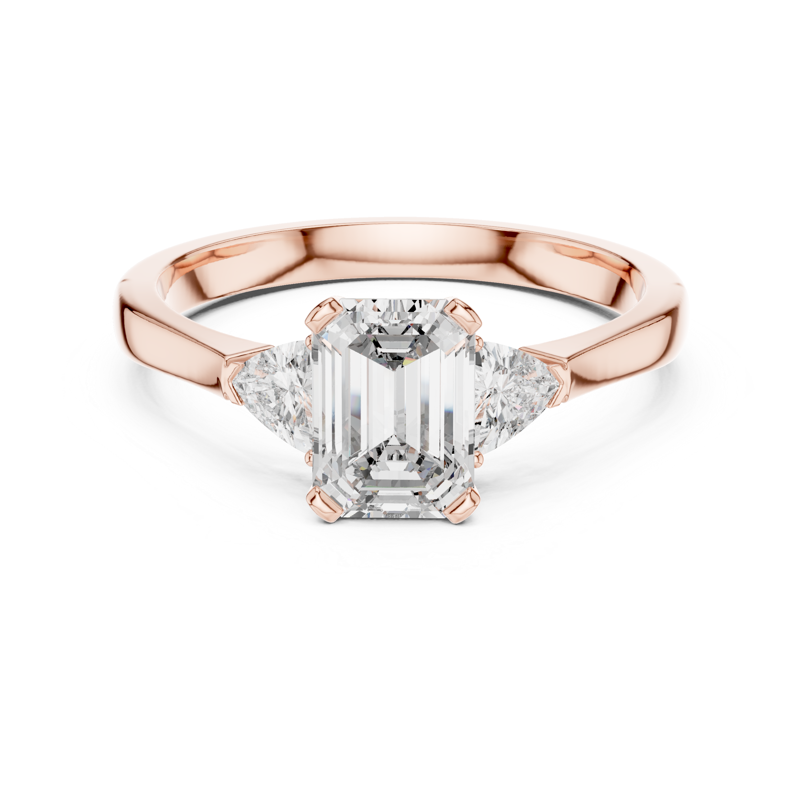 Luxury Emerald Cut Diamond Engagement Ring with Tapered Side Diamonds
