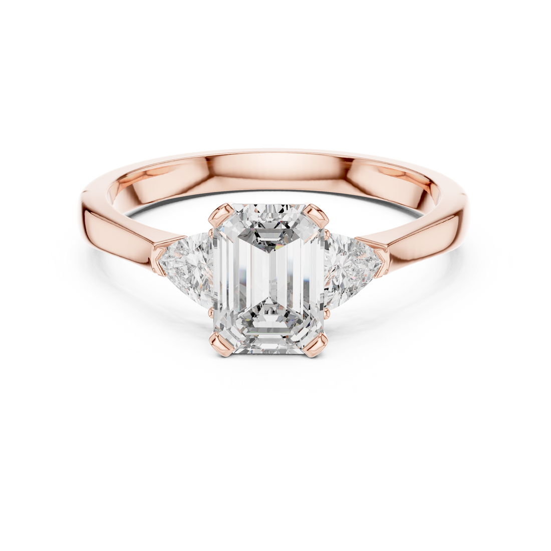 Luxury Emerald Cut Diamond Engagement Ring with Tapered Side Diamonds