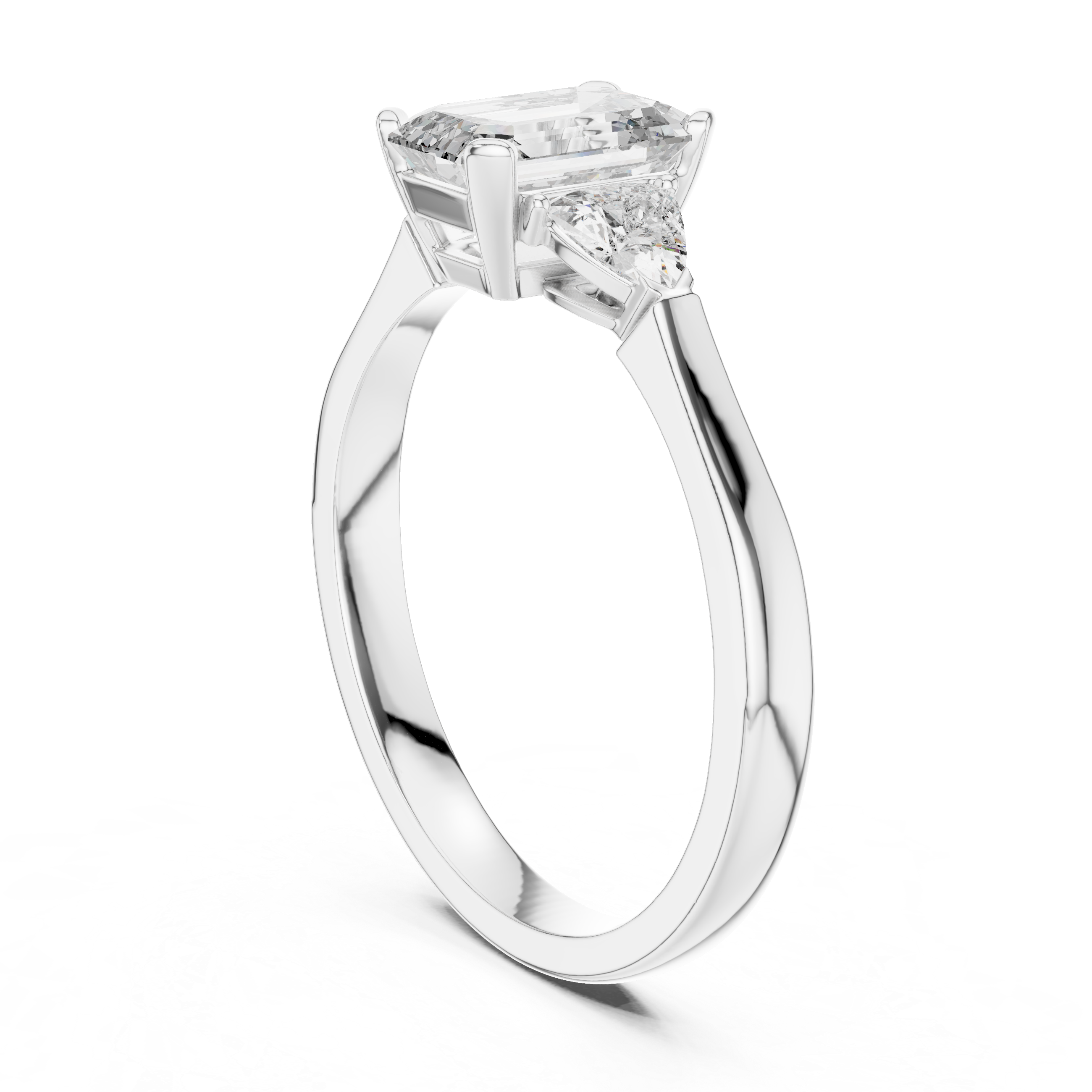 Luxury Emerald Cut Diamond Engagement Ring with Tapered Side Diamonds