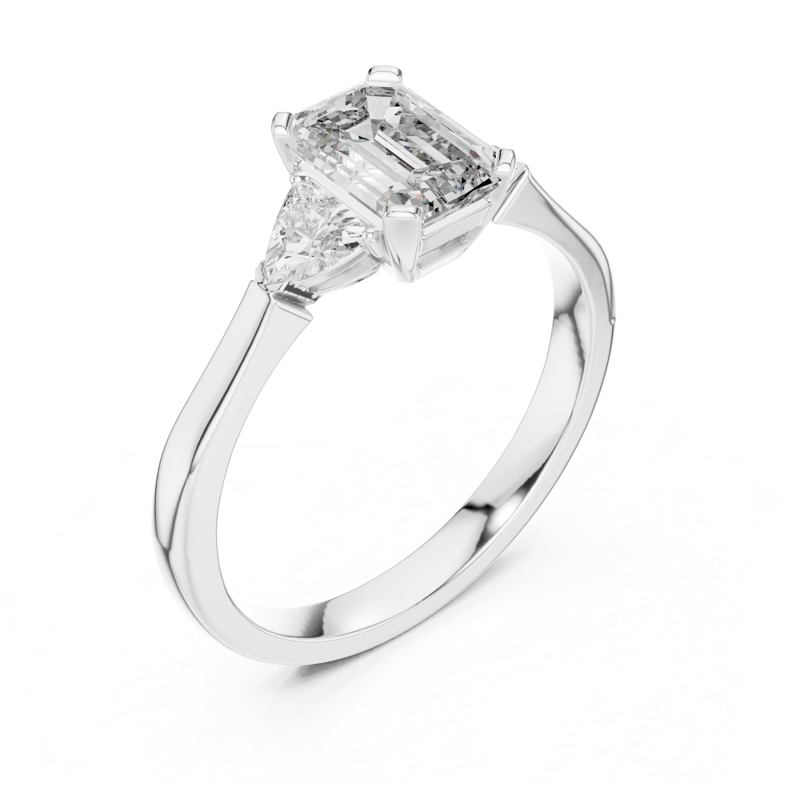Luxury Emerald Cut Diamond Engagement Ring with Tapered Side Diamonds