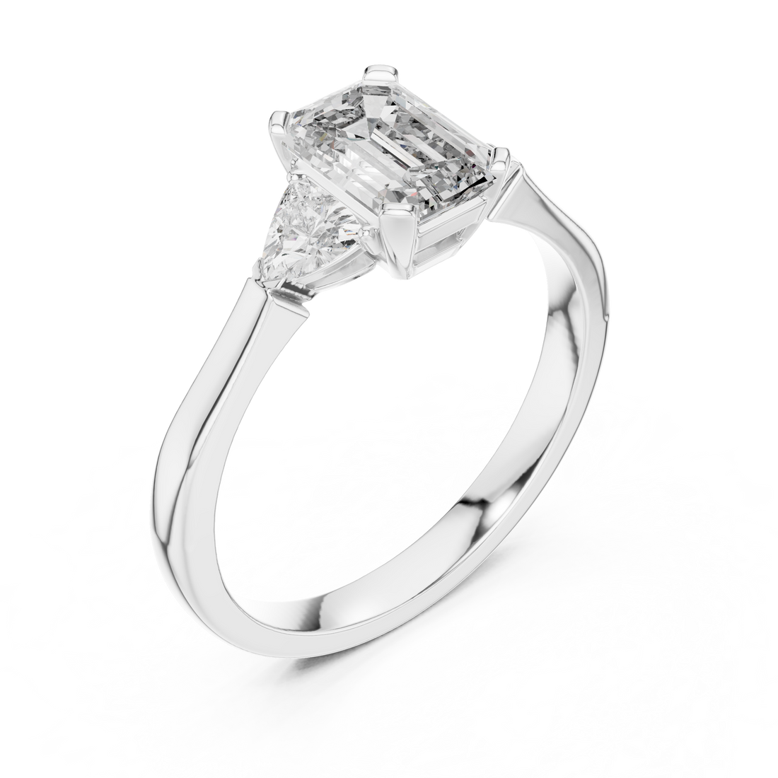 Luxury Emerald Cut Diamond Engagement Ring with Tapered Side Diamonds