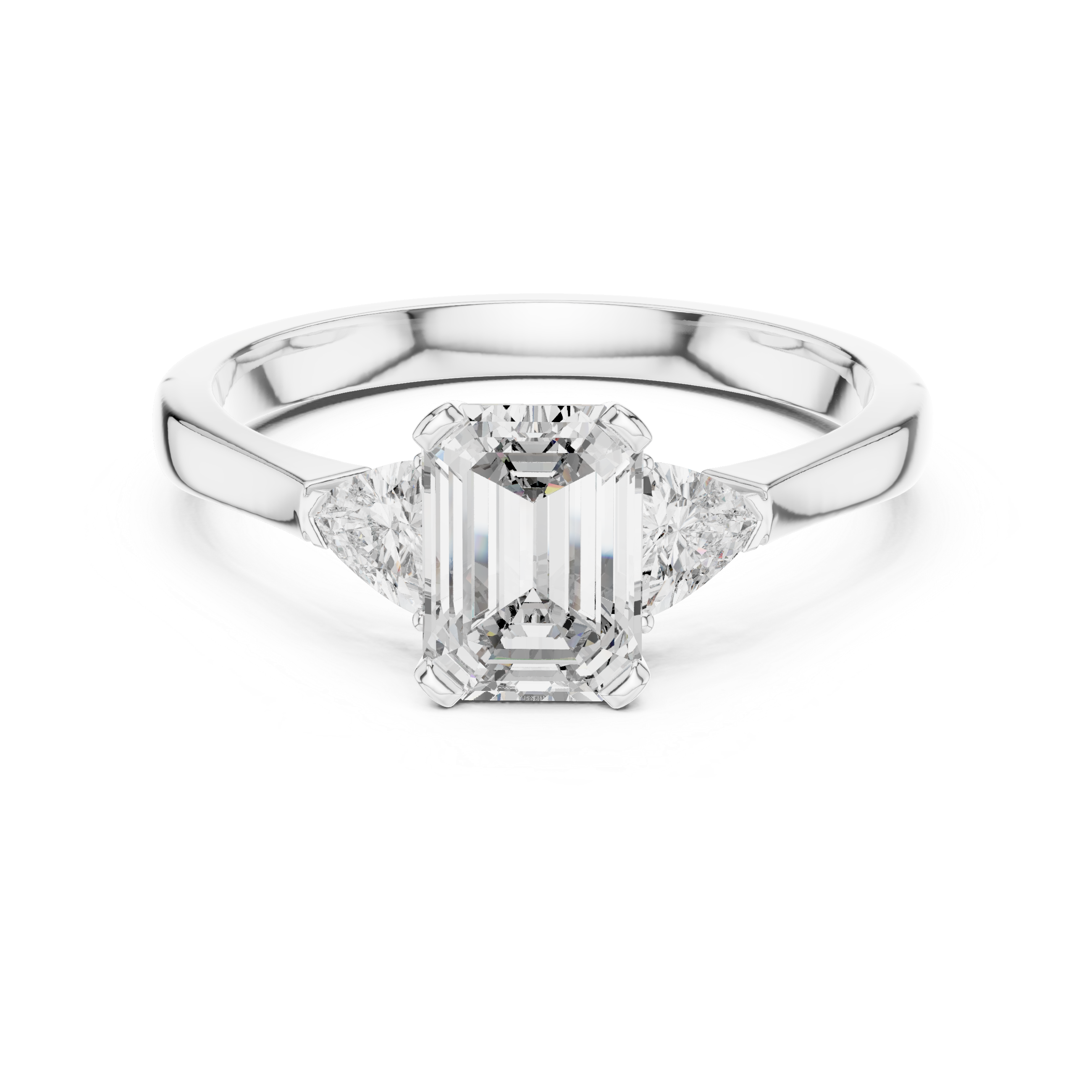 Luxury Emerald Cut Diamond Engagement Ring with Tapered Side Diamonds