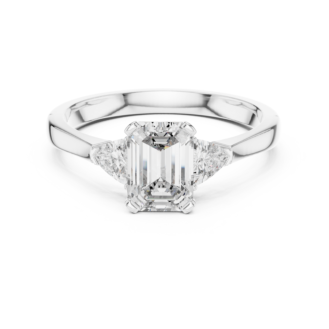 Luxury Emerald Cut Diamond Engagement Ring with Tapered Side Diamonds