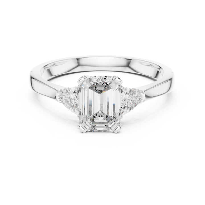 Luxury Emerald Cut Diamond Engagement Ring with Tapered Side Diamonds