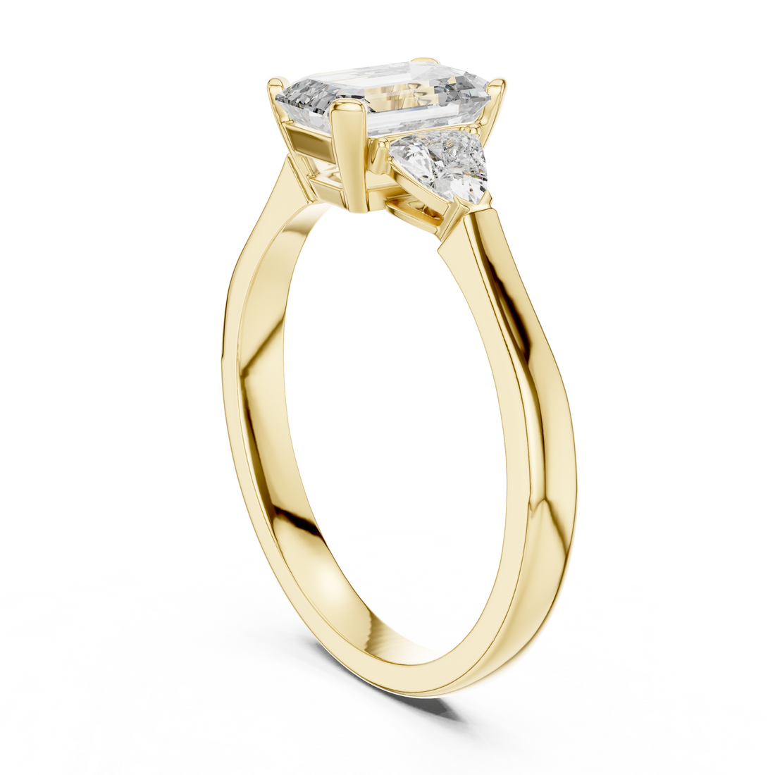 Luxury Emerald Cut Diamond Engagement Ring with Tapered Side Diamonds