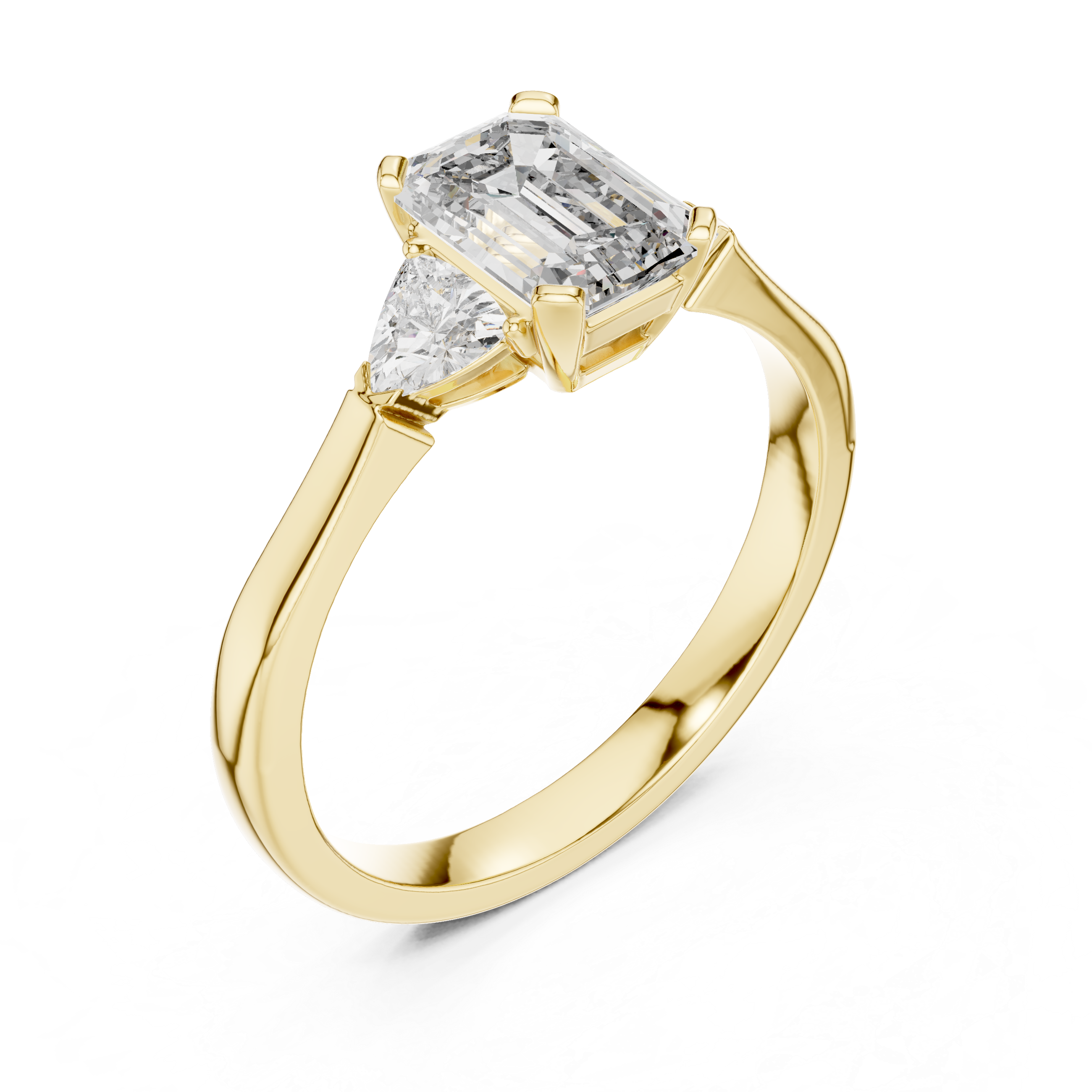 Luxury Emerald Cut Diamond Engagement Ring with Tapered Side Diamonds