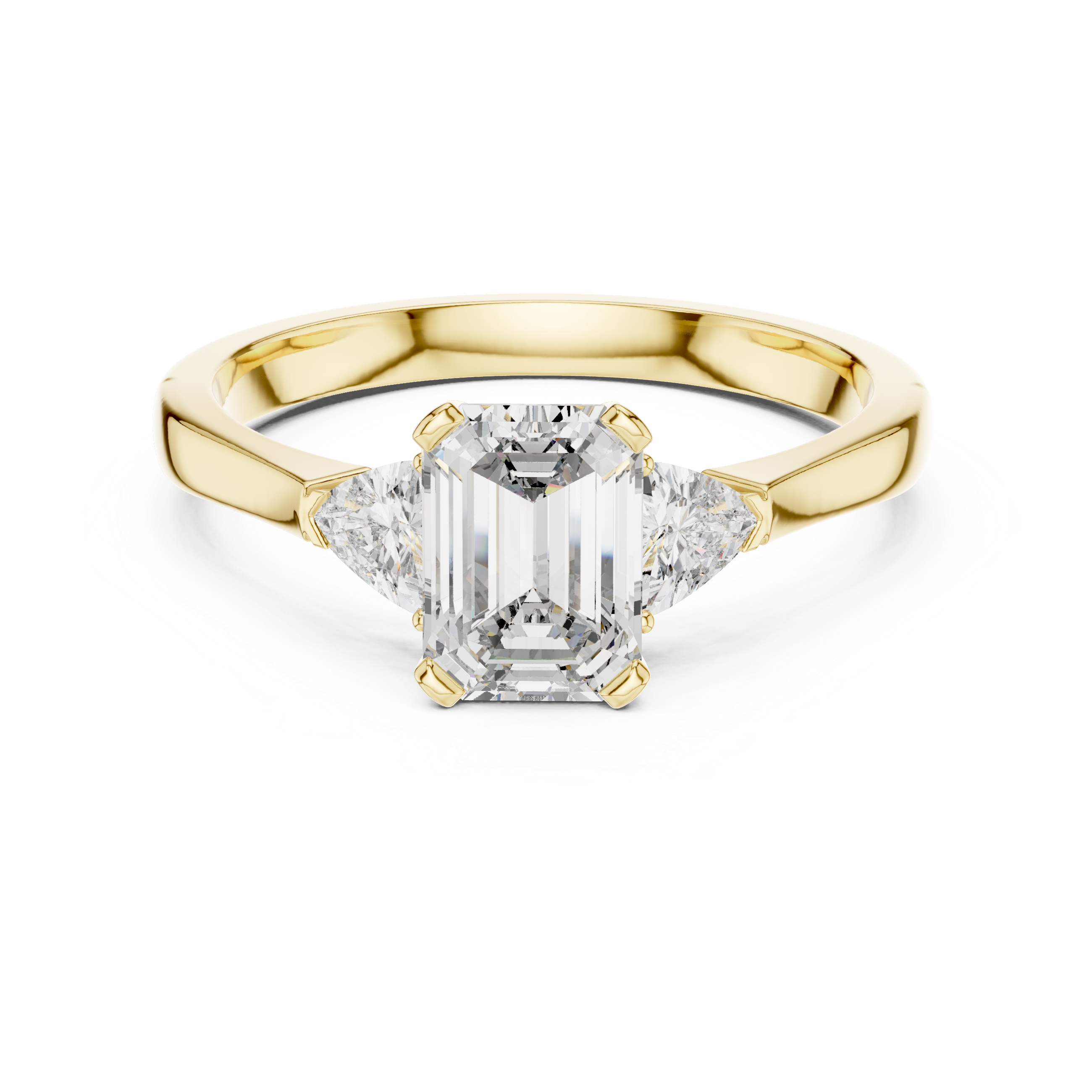Luxury Emerald Cut Diamond Engagement Ring with Tapered Side Diamonds
