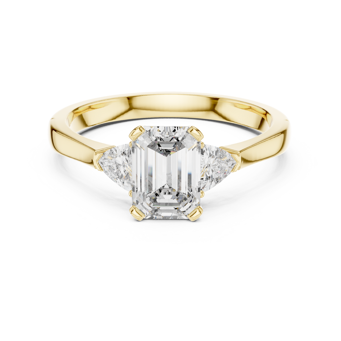 Luxury Emerald Cut Diamond Engagement Ring with Tapered Side Diamonds