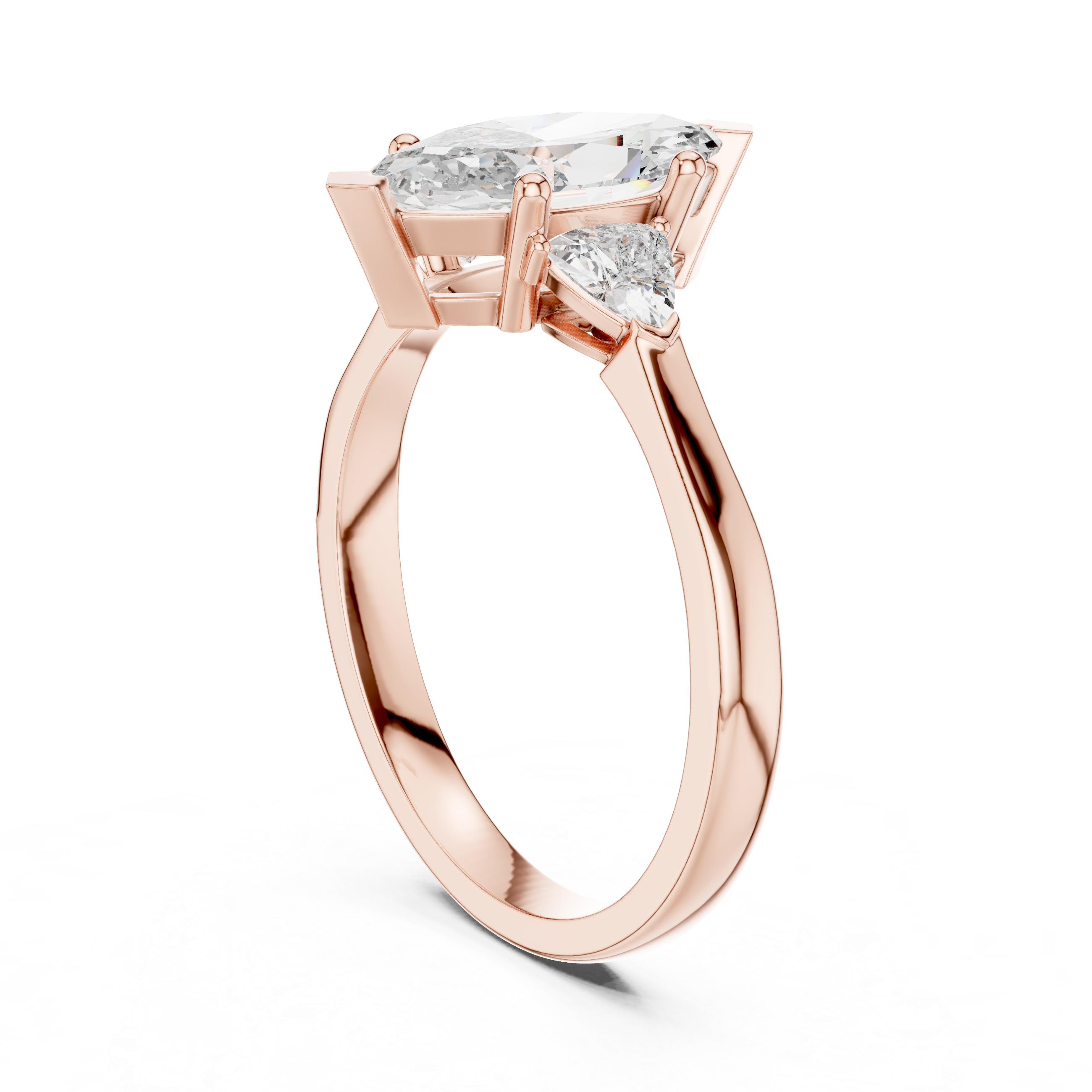 Elegant Marquise Cut Lab Diamond Ring White Gold VS Clarity Three Stone Engagement Ring for Women