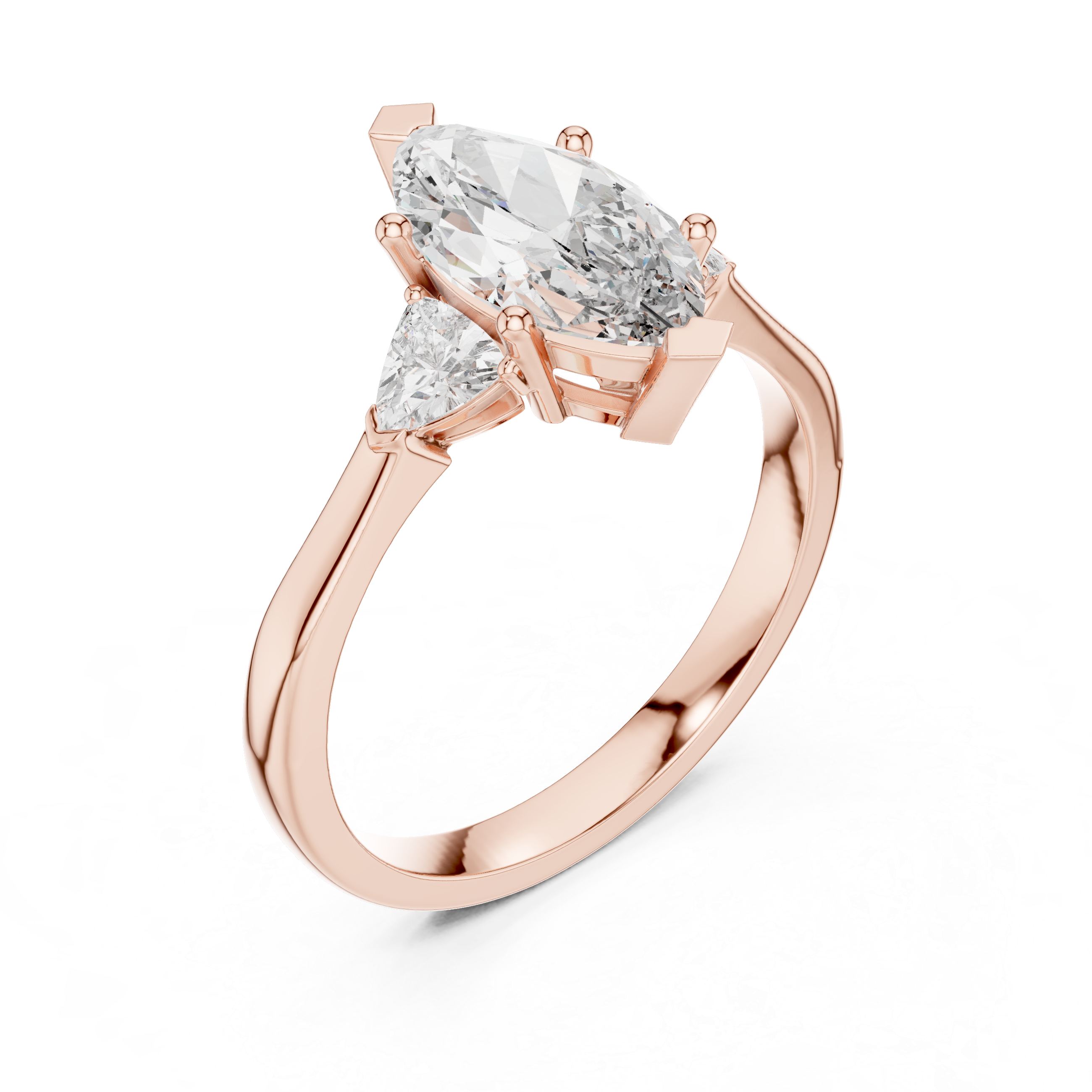 Elegant Marquise Cut Lab Diamond Ring White Gold VS Clarity Three Stone Engagement Ring for Women