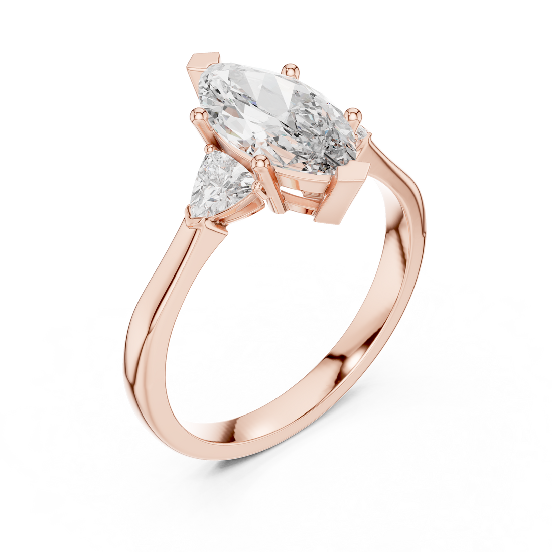 Elegant Marquise Cut Lab Diamond Ring White Gold VS Clarity Three Stone Engagement Ring for Women