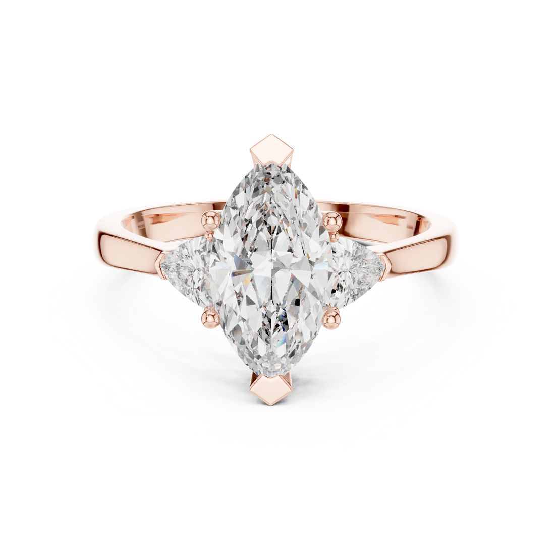 Elegant Marquise Cut Lab Diamond Ring White Gold VS Clarity Three Stone Engagement Ring for Women