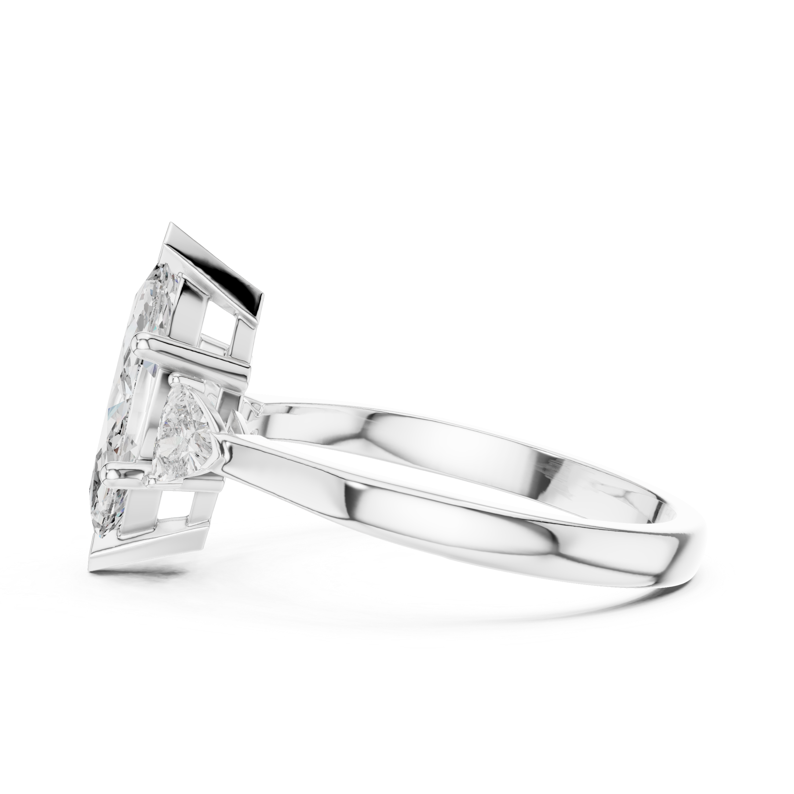 Elegant Marquise Cut Lab Diamond Ring White Gold VS Clarity Three Stone Engagement Ring for Women