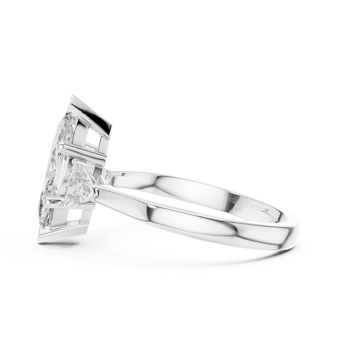 Elegant Marquise Cut Lab Diamond Ring White Gold VS Clarity Three Stone Engagement Ring for Women