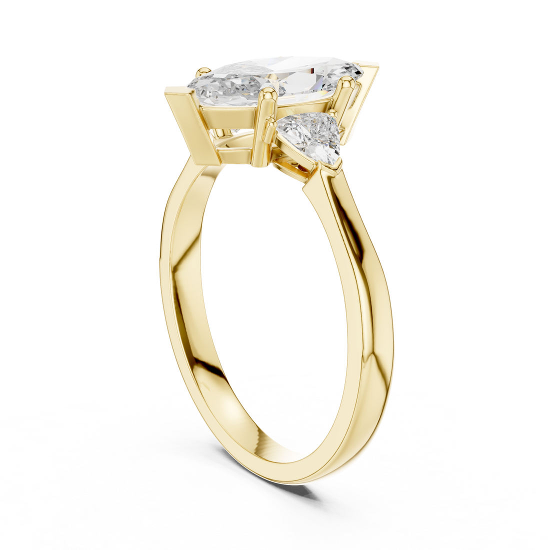Elegant Marquise Cut Lab Diamond Ring White Gold VS Clarity Three Stone Engagement Ring for Women