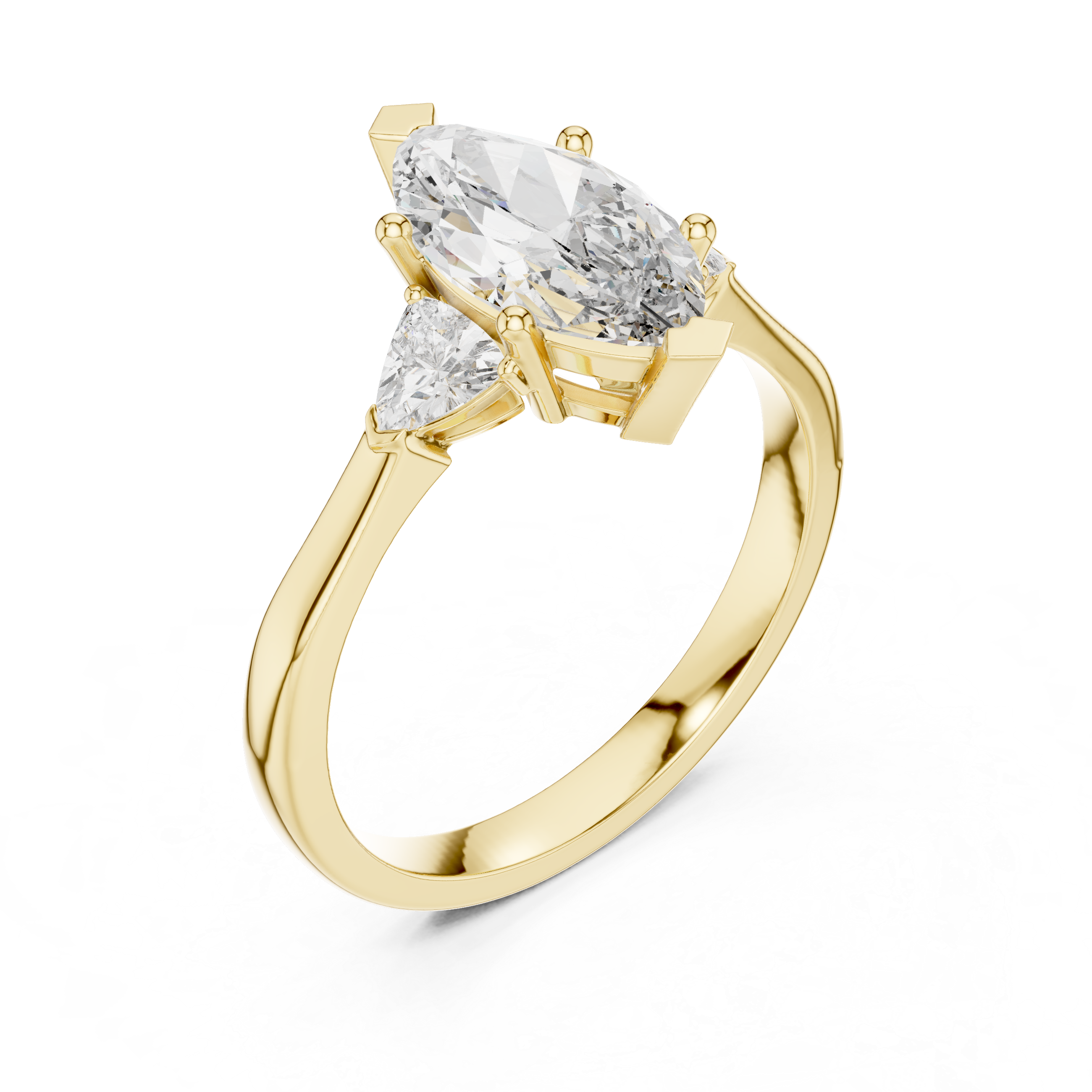 Elegant Marquise Cut Lab Diamond Ring White Gold VS Clarity Three Stone Engagement Ring for Women