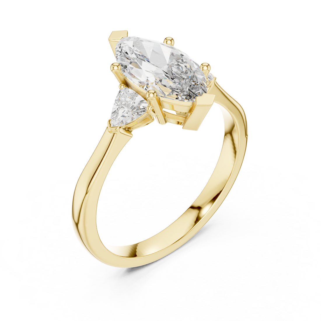 Elegant Marquise Cut Lab Diamond Ring White Gold VS Clarity Three Stone Engagement Ring for Women