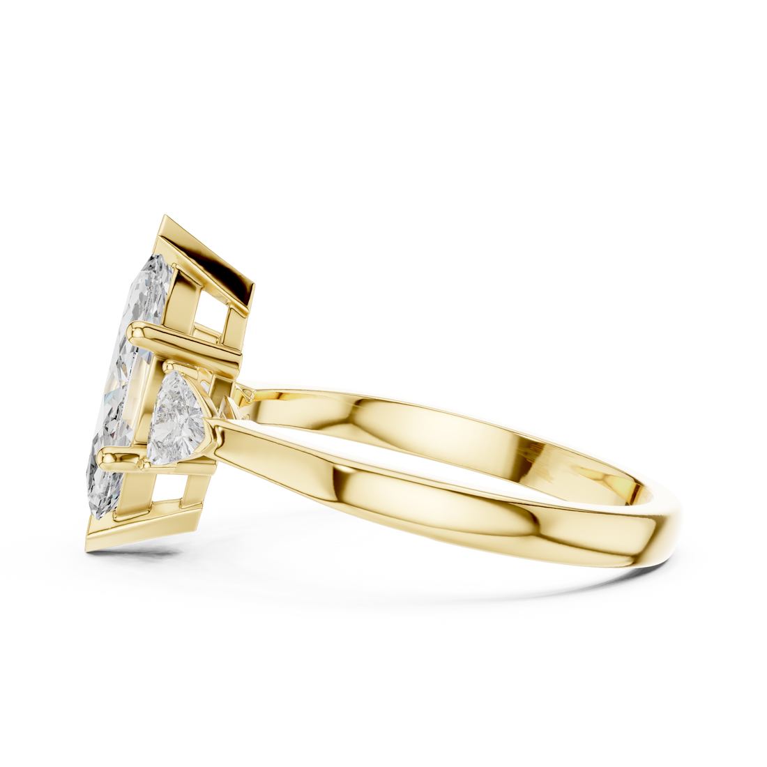 Elegant Marquise Cut Lab Diamond Ring White Gold VS Clarity Three Stone Engagement Ring for Women
