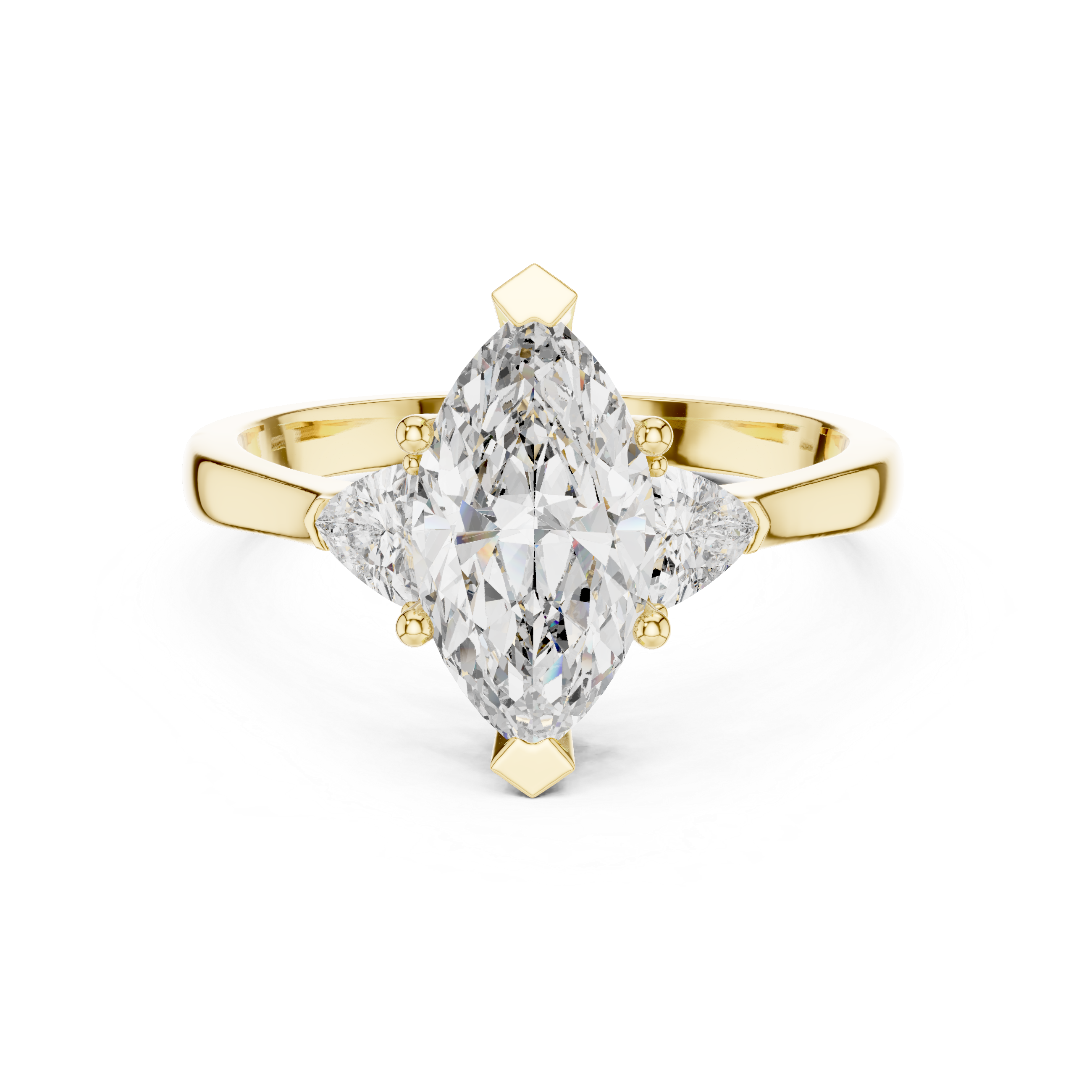 Elegant Marquise Cut Lab Diamond Ring White Gold VS Clarity Three Stone Engagement Ring for Women