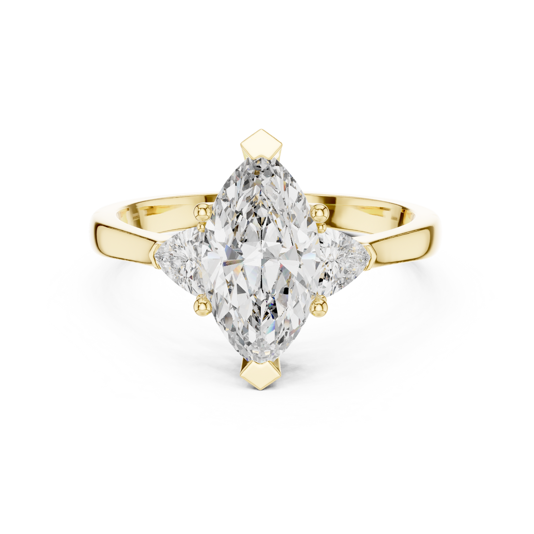 Elegant Marquise Cut Lab Diamond Ring White Gold VS Clarity Three Stone Engagement Ring for Women