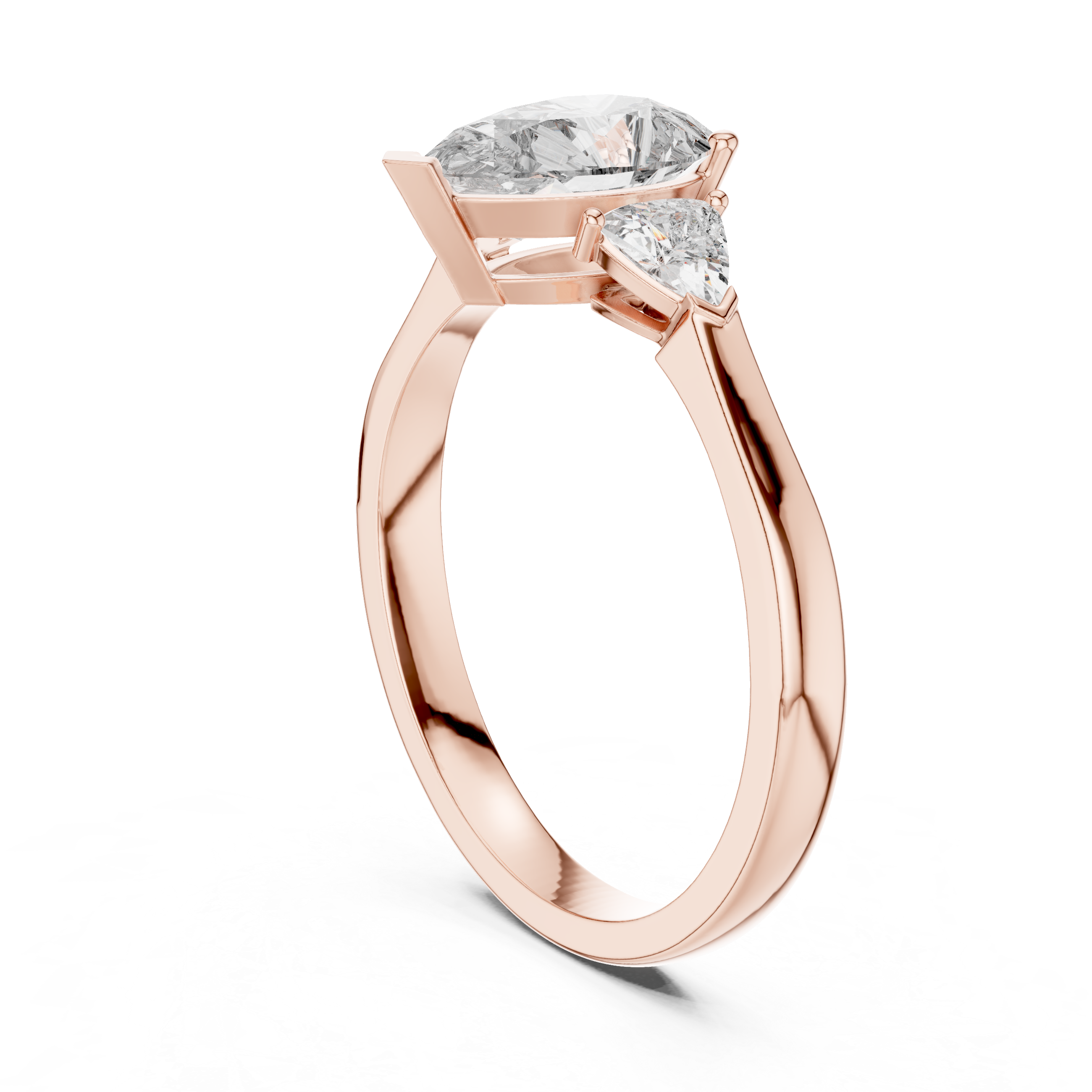 Contemporary Pear Cut Diamond Ring with Minimal Side Stones