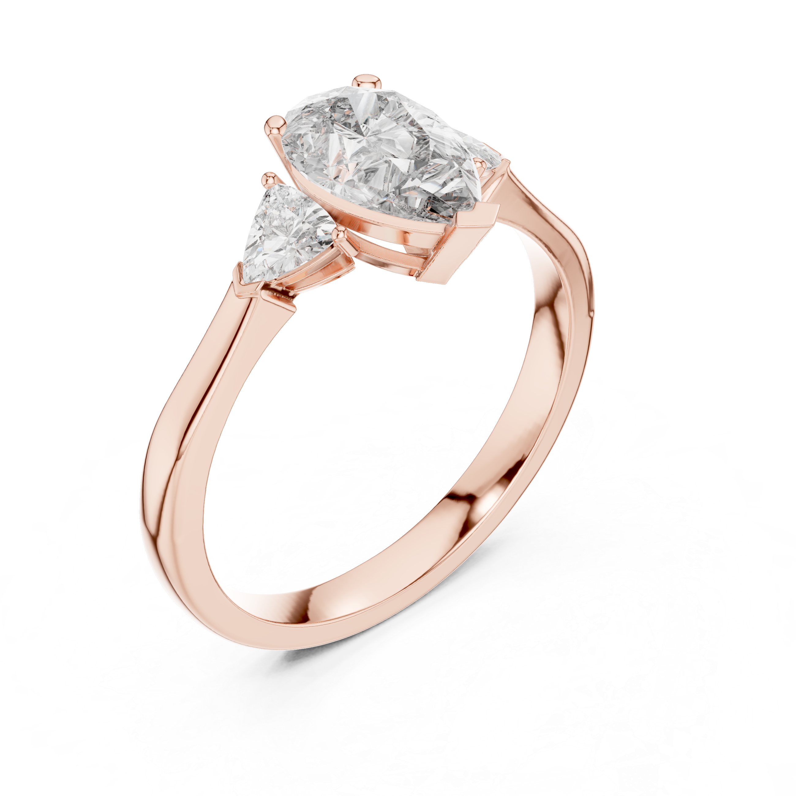 Contemporary Pear Cut Diamond Ring with Minimal Side Stones