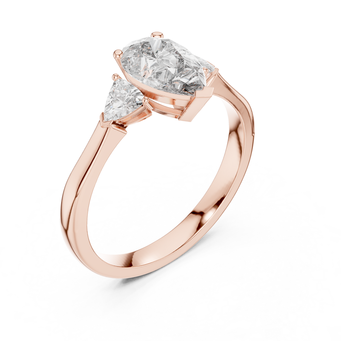Contemporary Pear Cut Diamond Ring with Minimal Side Stones