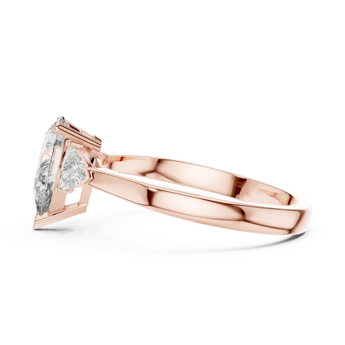 Contemporary Pear Cut Diamond Ring with Minimal Side Stones