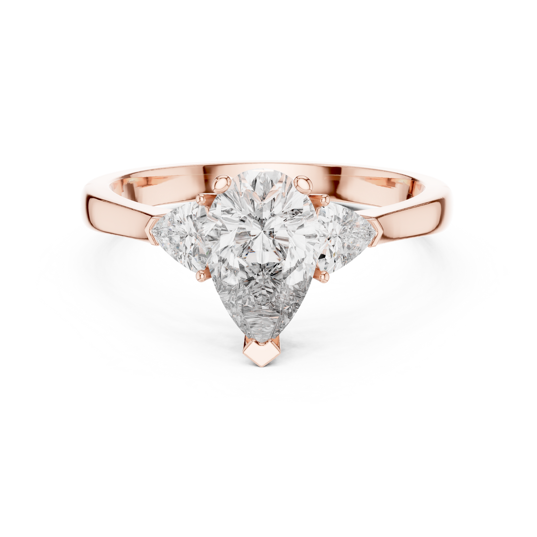 Contemporary Pear Cut Diamond Ring with Minimal Side Stones