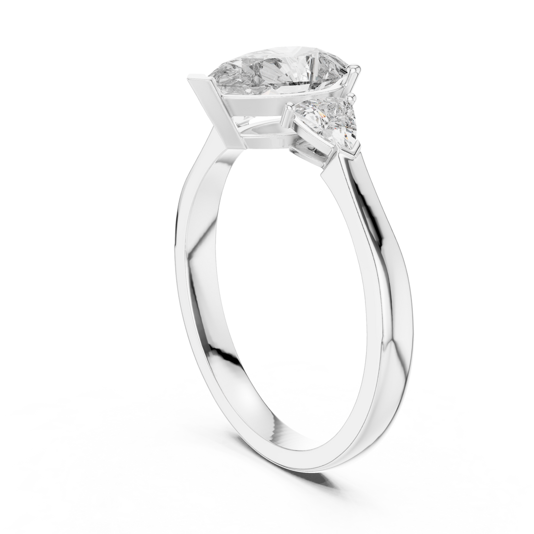 Contemporary Pear Cut Diamond Ring with Minimal Side Stones