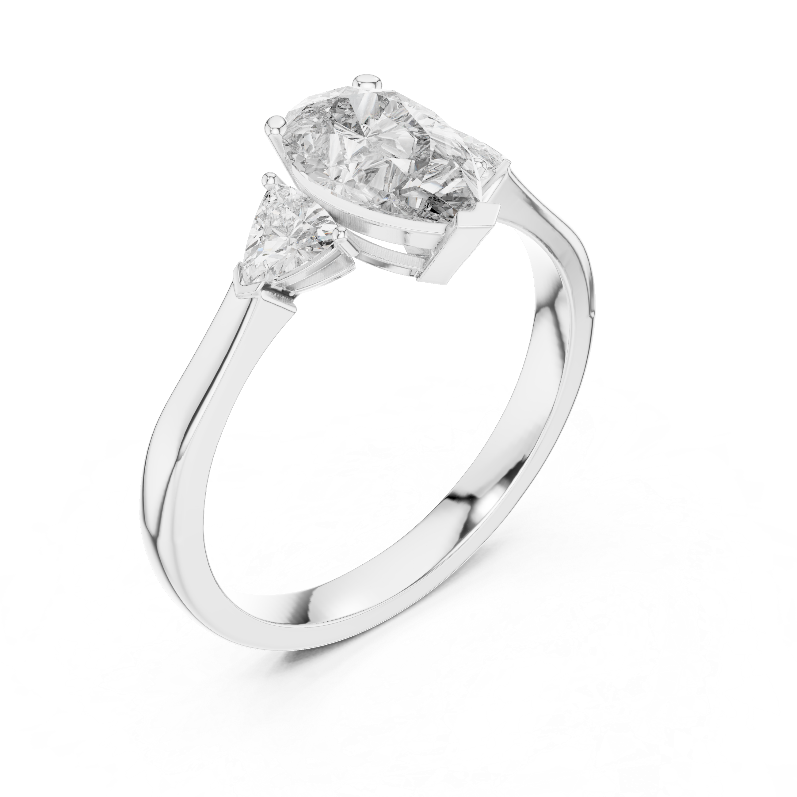Contemporary Pear Cut Diamond Ring with Minimal Side Stones
