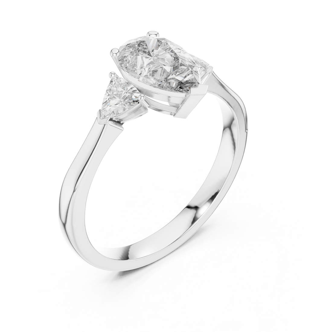 Contemporary Pear Cut Diamond Ring with Minimal Side Stones