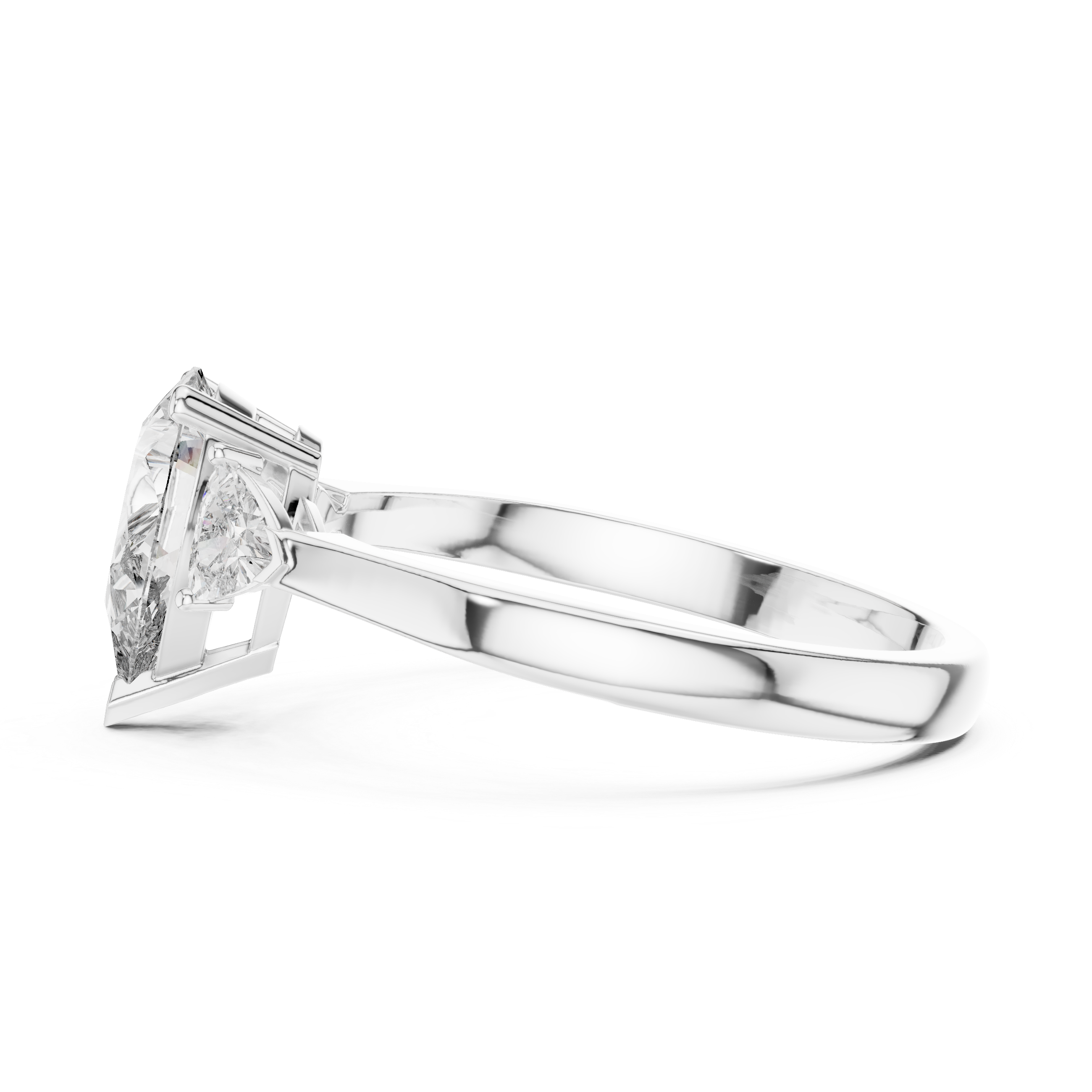Contemporary Pear Cut Diamond Ring with Minimal Side Stones