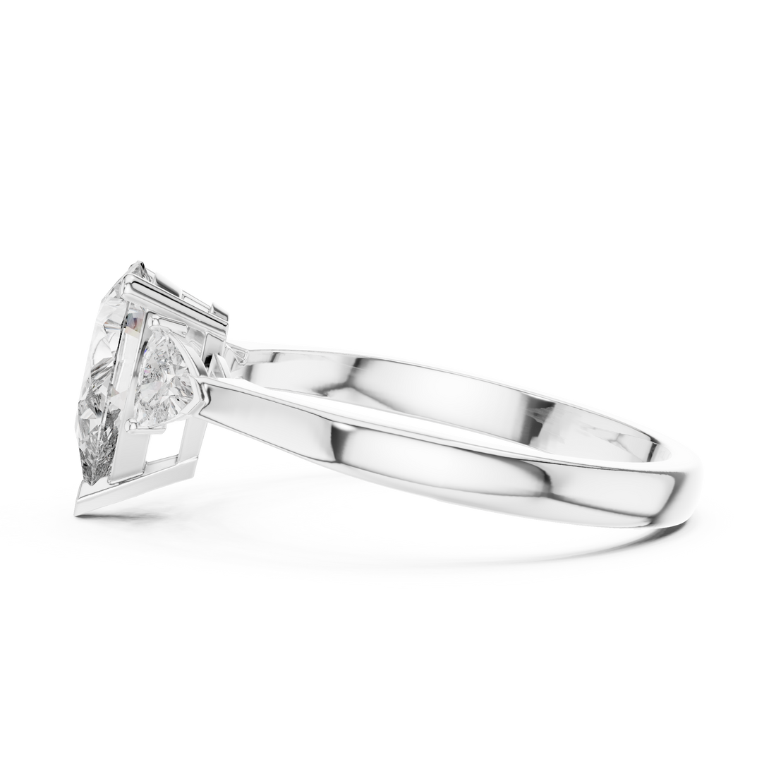 Contemporary Pear Cut Diamond Ring with Minimal Side Stones