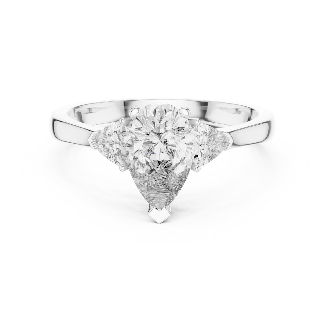 Contemporary Pear Cut Diamond Ring with Minimal Side Stones