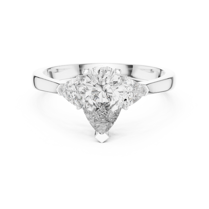 Contemporary Pear Cut Diamond Ring with Minimal Side Stones