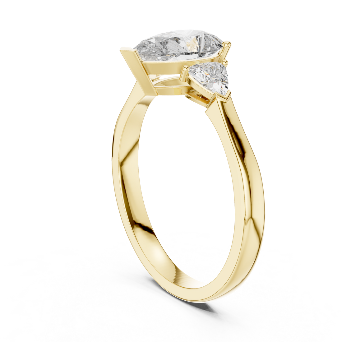 Contemporary Pear Cut Diamond Ring with Minimal Side Stones