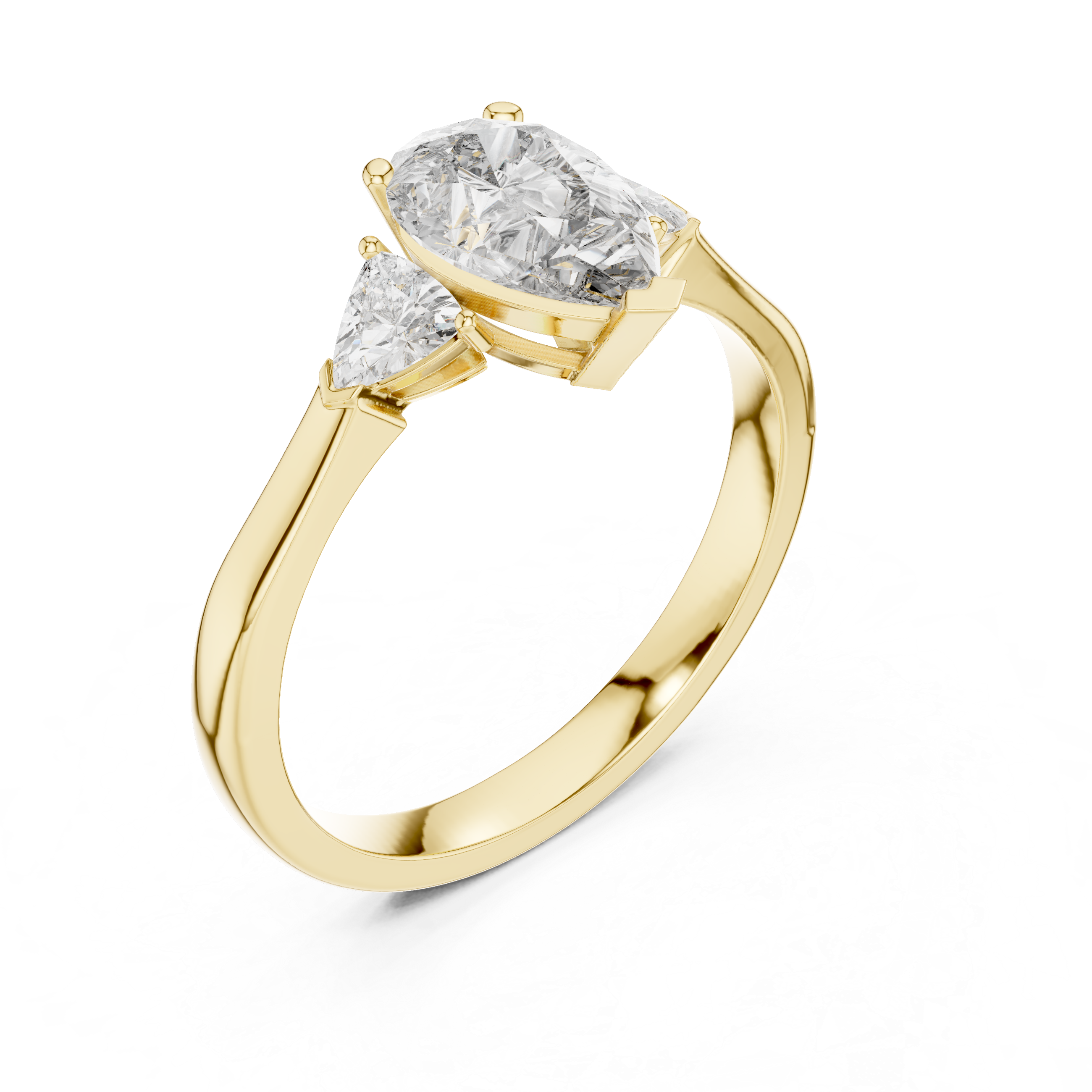Contemporary Pear Cut Diamond Ring with Minimal Side Stones