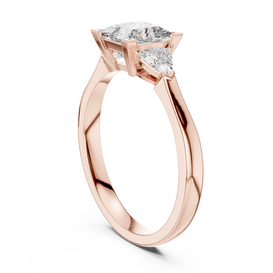 Refined Princess Cut Diamond Ring with Tapered Detail